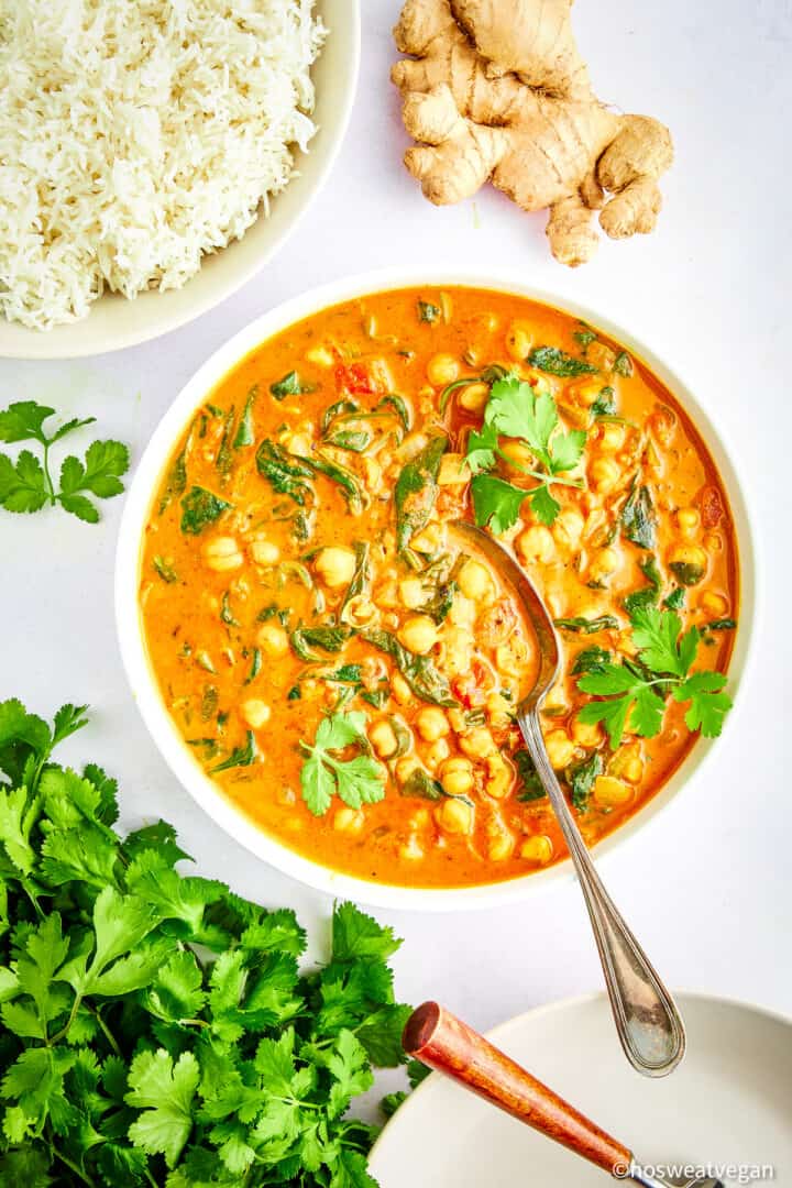 Chickpea and Spinach Curry – No Sweat Vegan