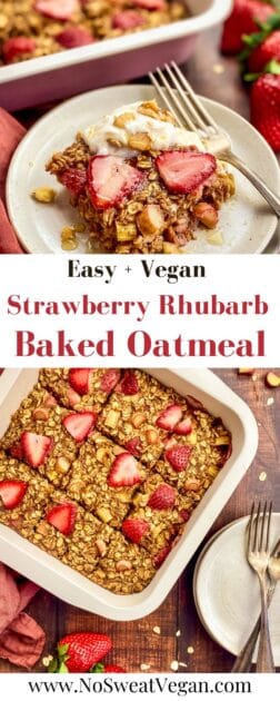 Strawberry rhubarb baked oatmeal pin.