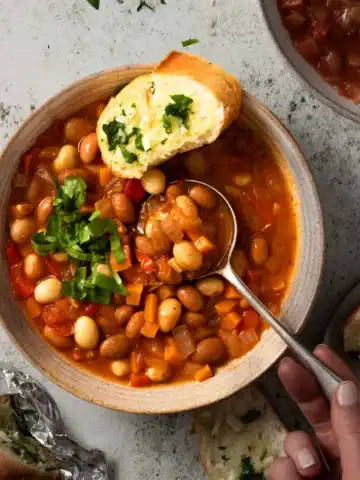 Borlotti Bean Stew in a bowl.
